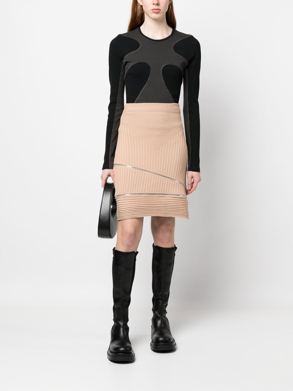 ribbed zip-detail skirt - 2