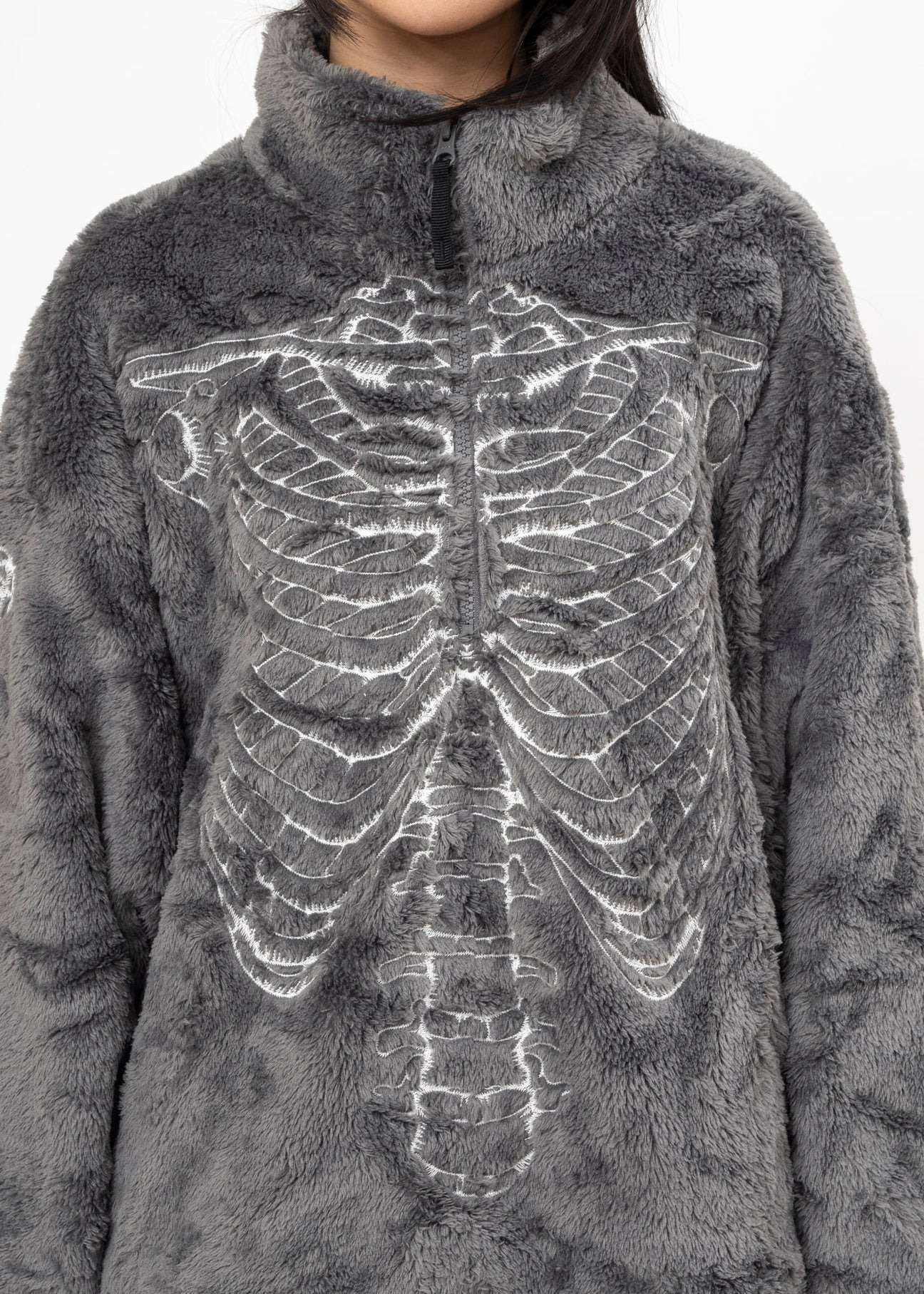 GREY DOUBLET GLOWINTHEDARK SKELTON FLEECEJACKET - 4