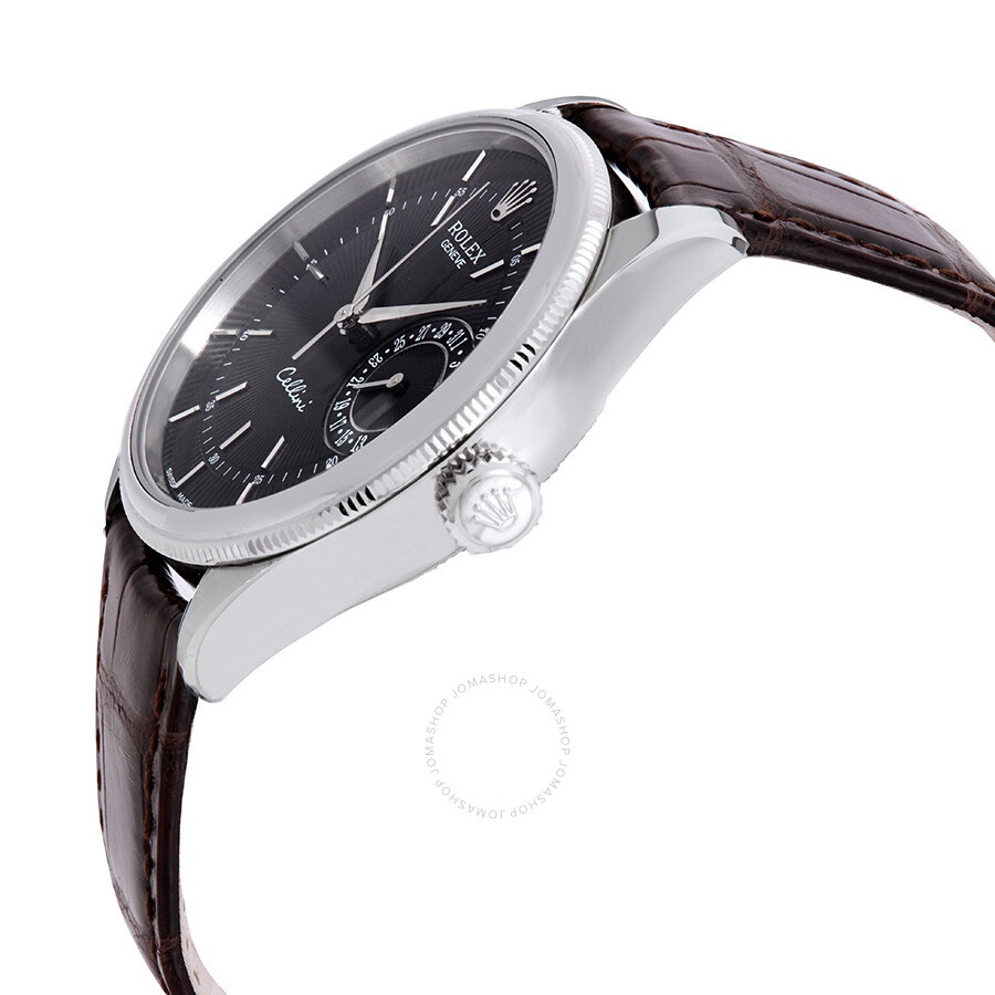 Rolex Cellini Automatic Black Dial Men's Brown Leather Watch 50519BKSBRL - 2