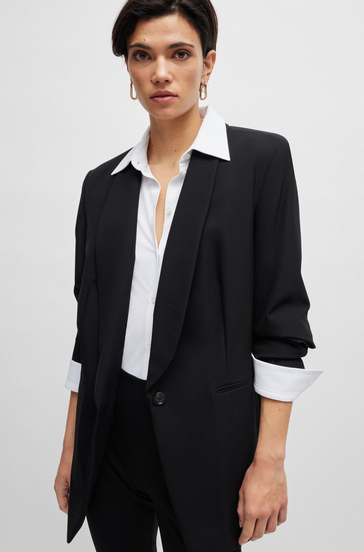 EXTRA-SLIM-FIT BLOUSE IN ITALIAN PERFORMANCE-STRETCH DOBBY - 6