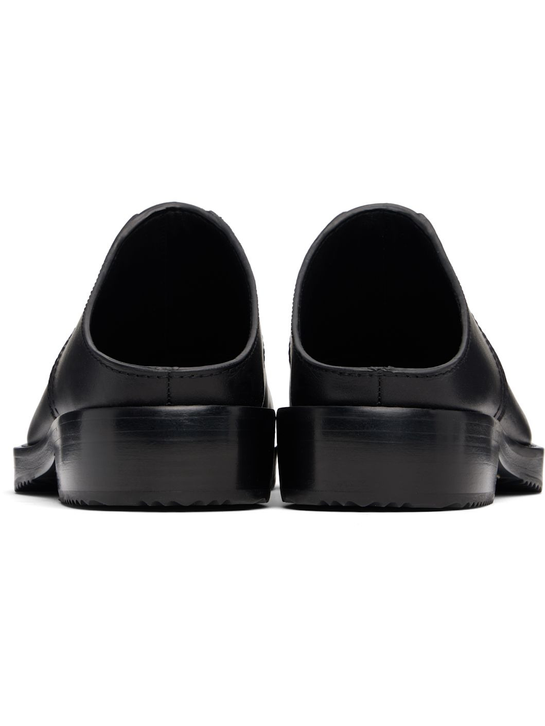 Black Leather Clogs - 2