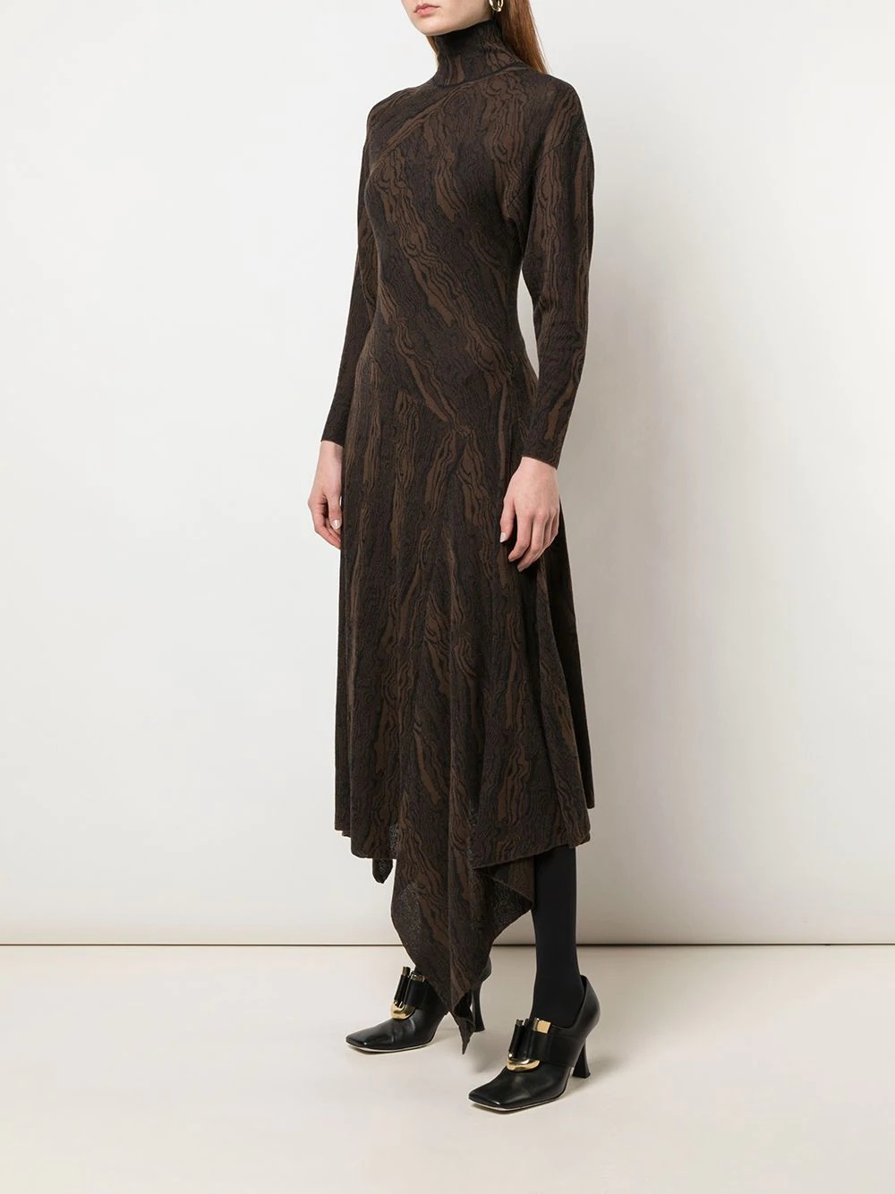 woodgrain jacquard knitted dress - 3