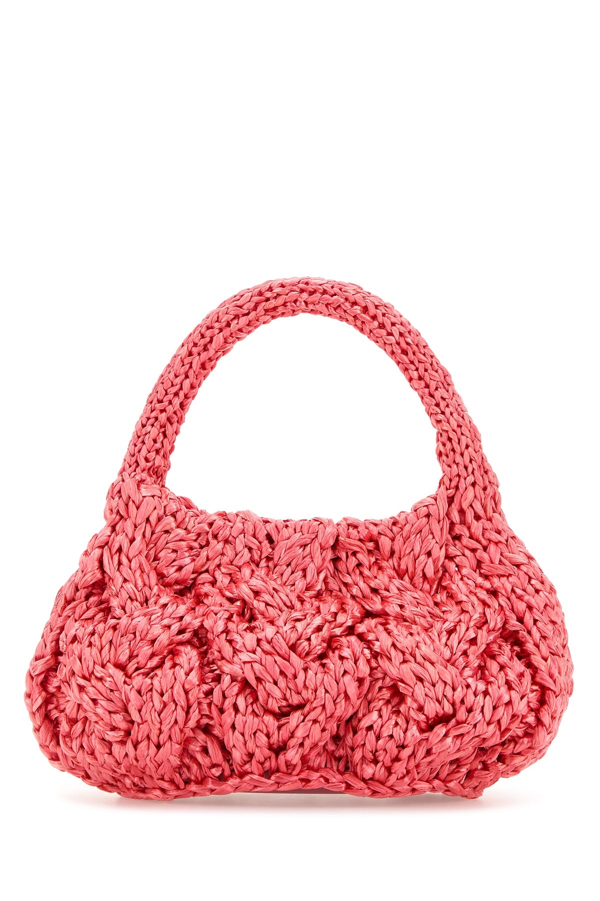 Fuchsia raffia small Cable handbag - 3