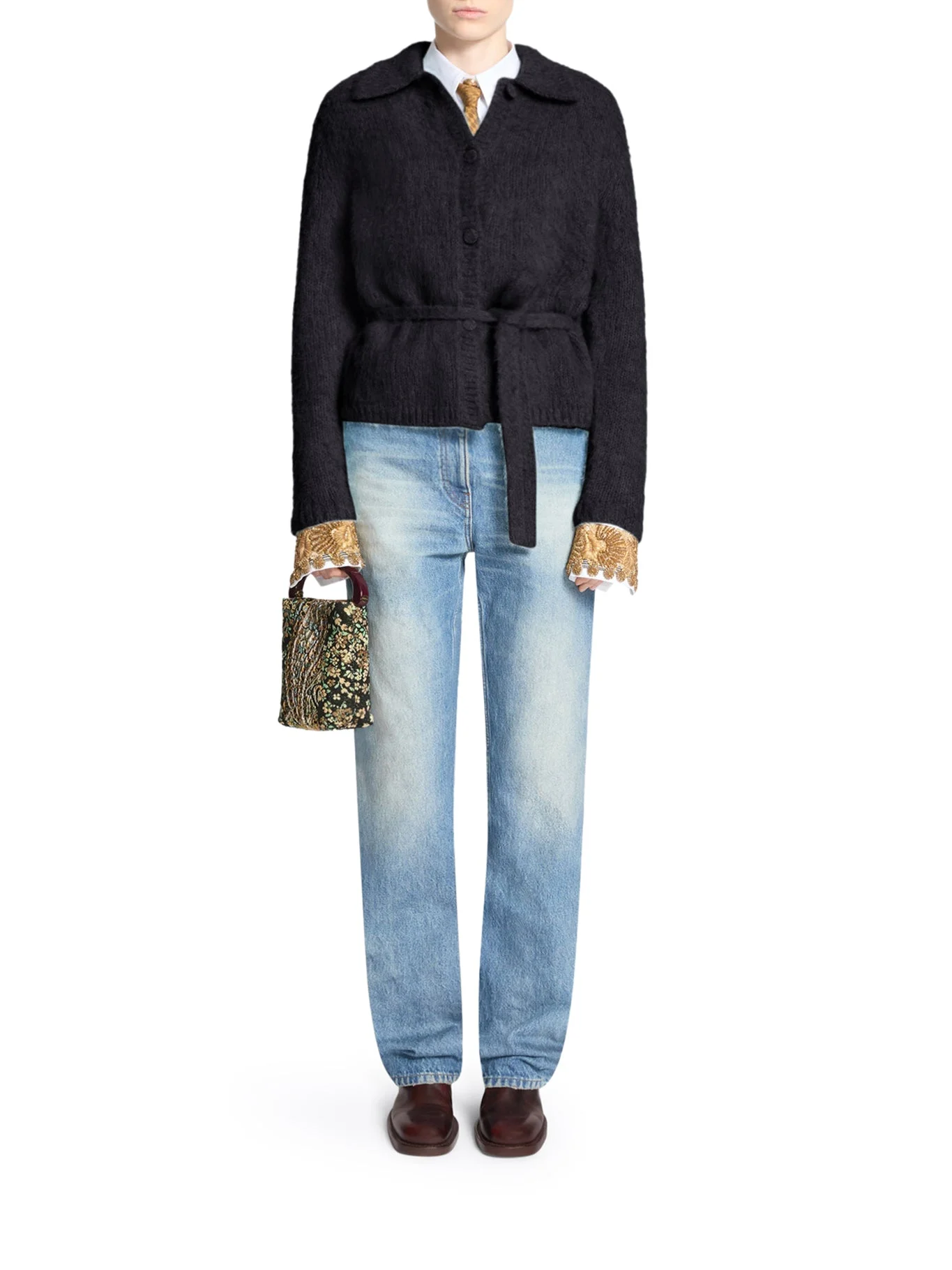 WOOL-BLEND CARDIGAN WITH BELT - 1