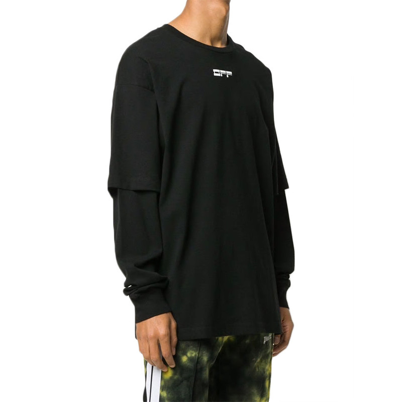 Off-White Off-White Back Mask Human Face Printing Round Neck Black OMAB022E20JER0051001 outlook