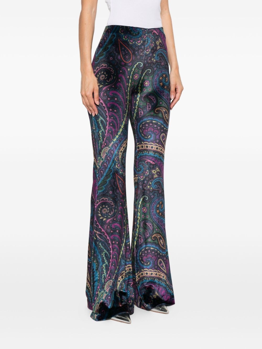 paisley-print velvet trousers - 3