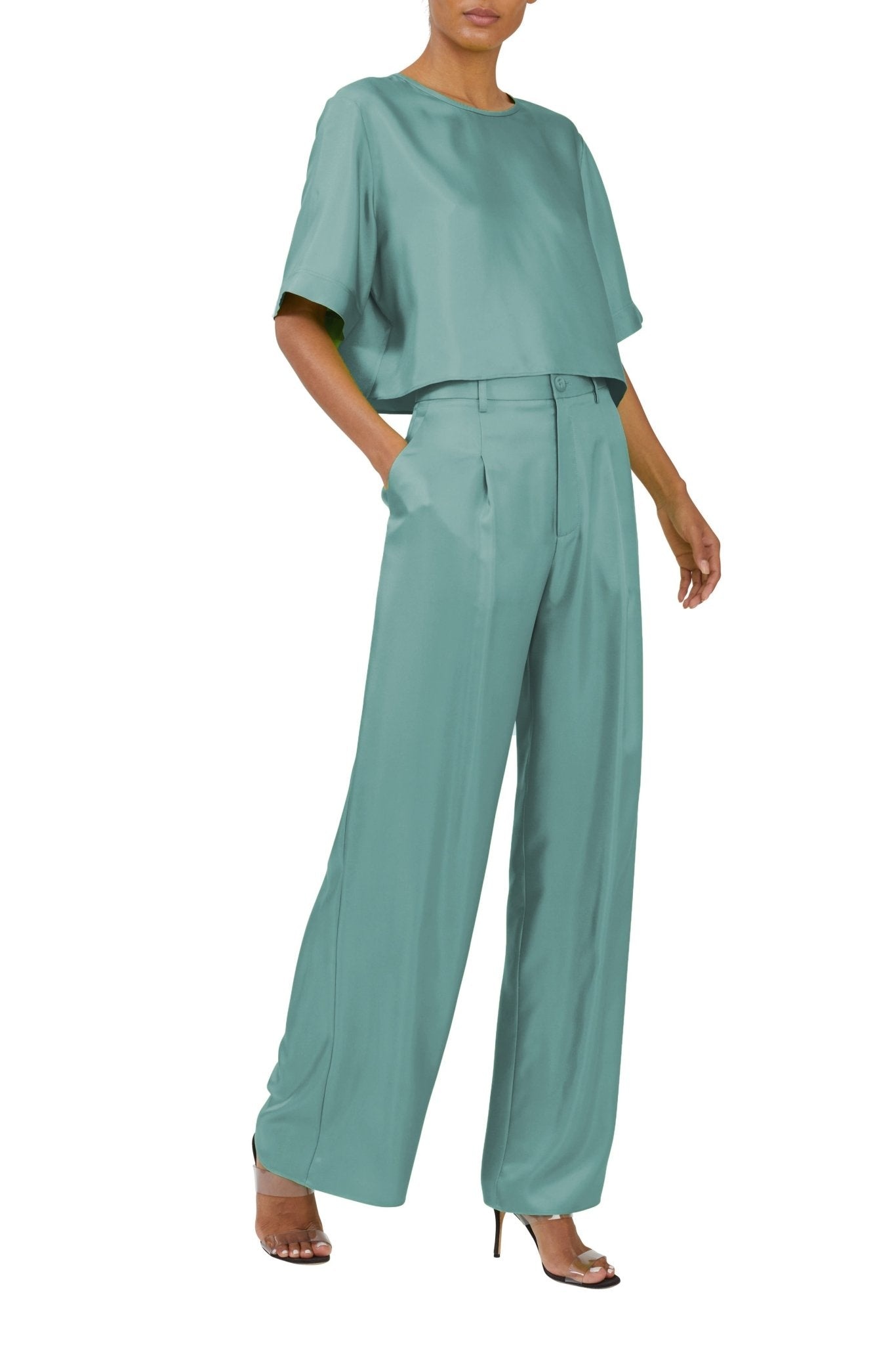 Silky Twill Relaxed Pleated Pant - 2
