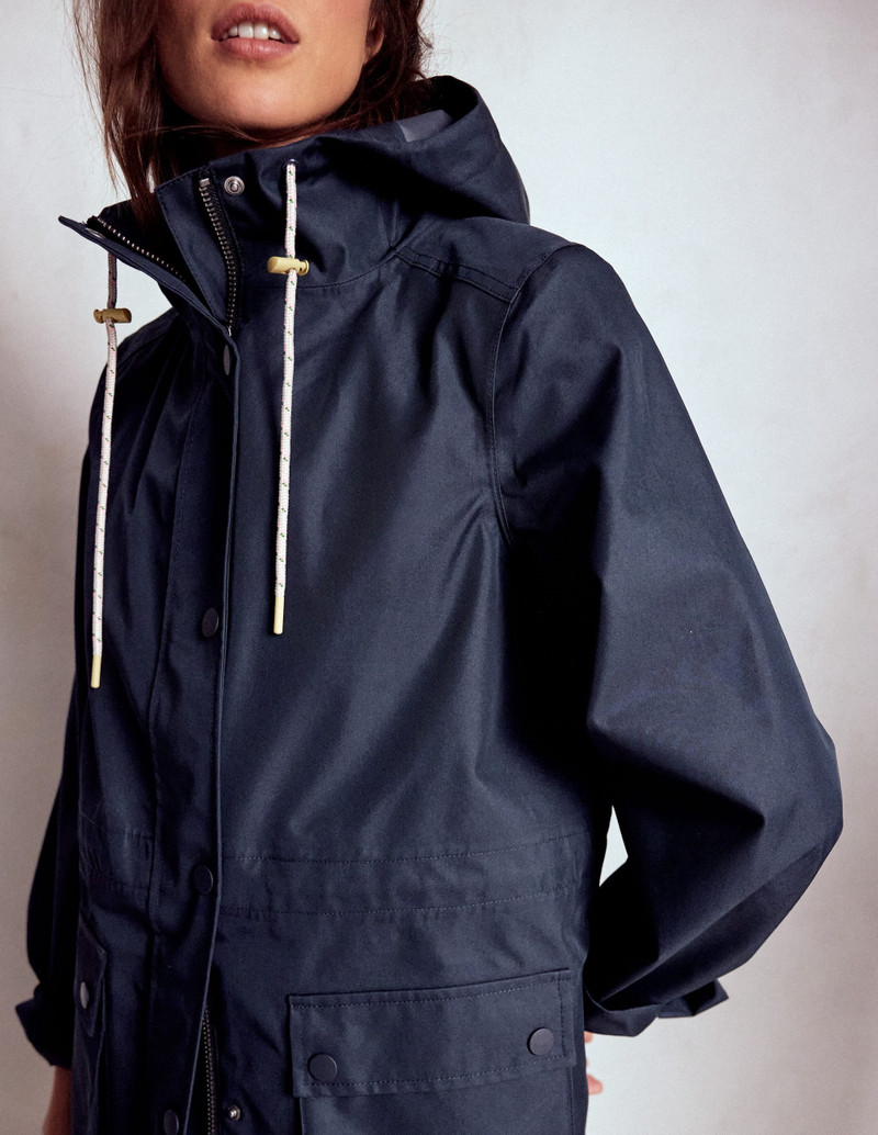 Longline Rain Mac-Navy Colourblock 3