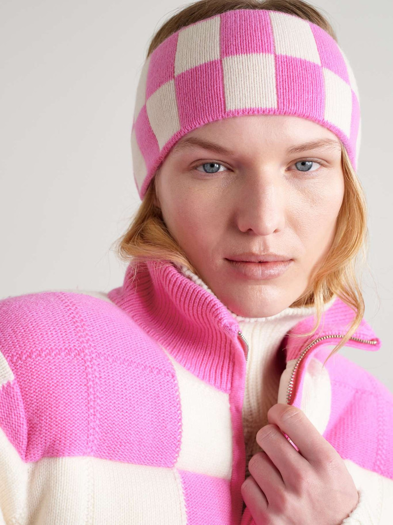 GUEST IN RESIDENCE Checked cashmere headband Pink outlook