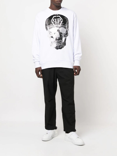 PHILIPP PLEIN skull logo-print crew-neck sweatshirt outlook