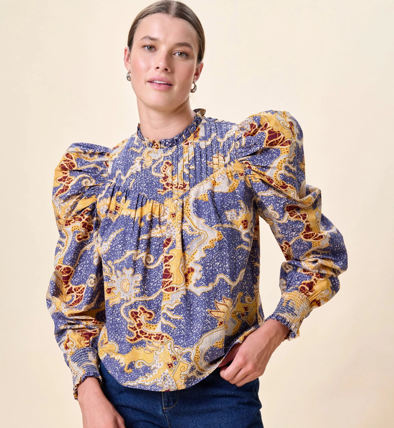 Cleobella IRINA BLOUSE | BLUE CASTELLO outlook