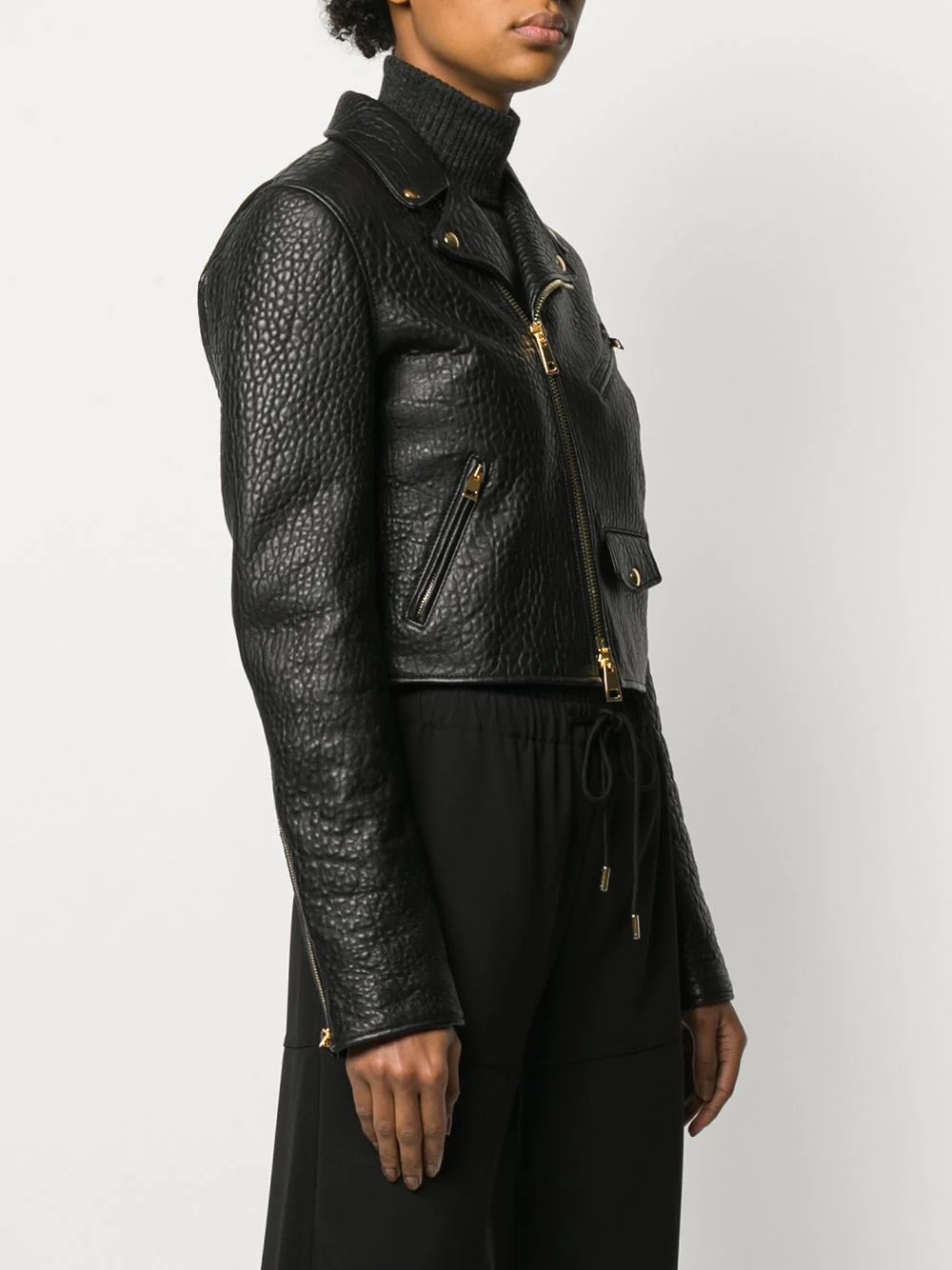 cropped biker jacket - 3