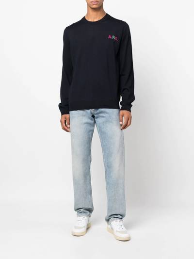 A.P.C. embroidered logo wool-blend sweatshirt outlook