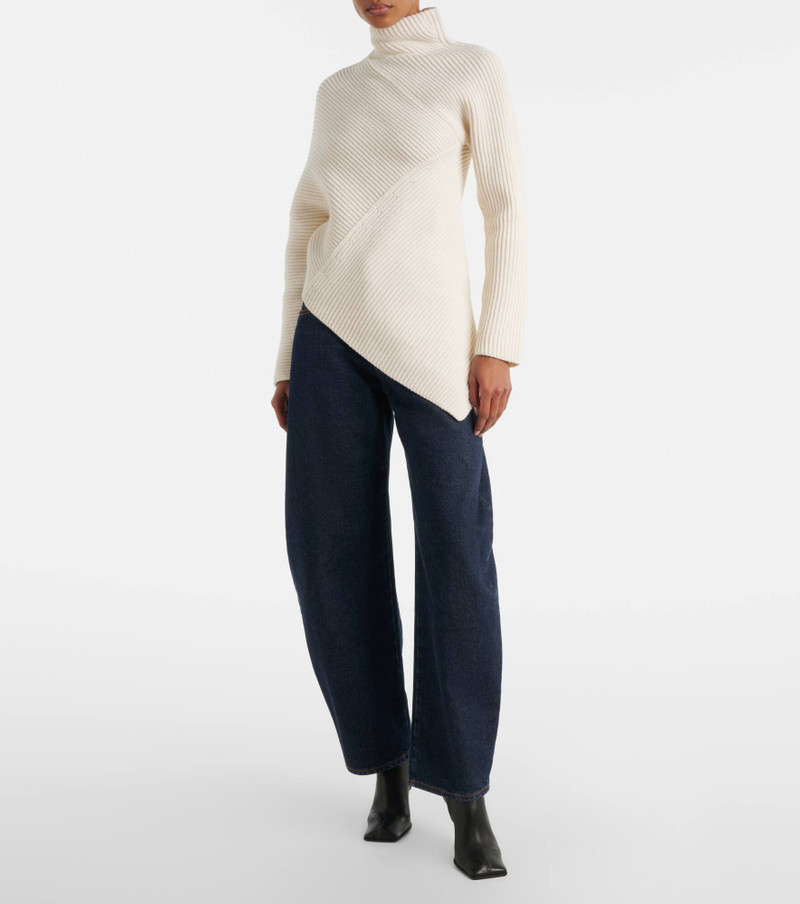 Alaïa Asymmetric wool and cashmere sweater outlook