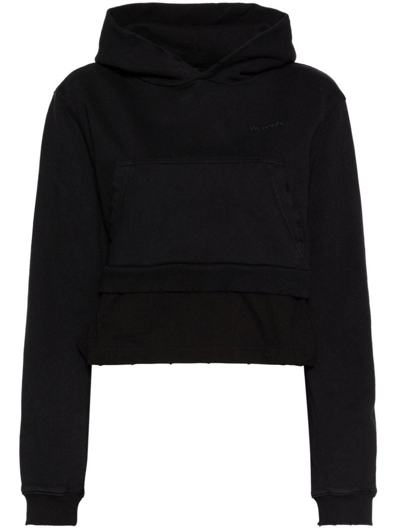 faux-pearl embellishment layered hoodie 1