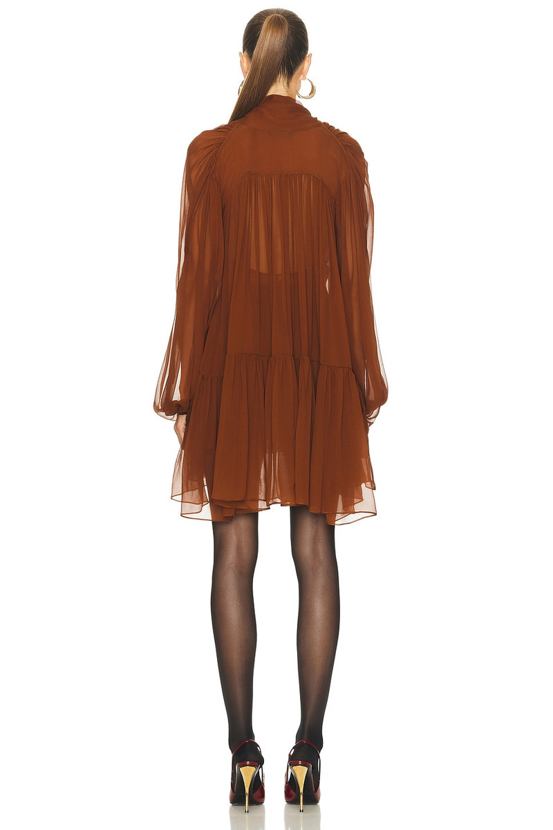SAINT LAURENT Sheer Long Sleeve Mini Dress outlook