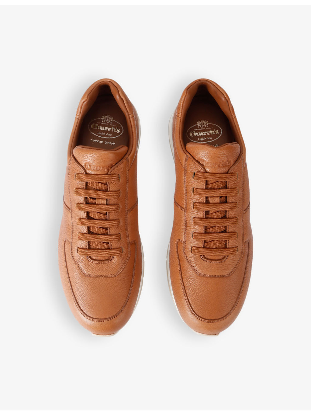 Livingston logo-embossed leather low-top trainers - 2