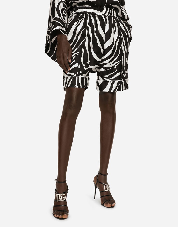 Zebra-print twill pajama shorts - 4