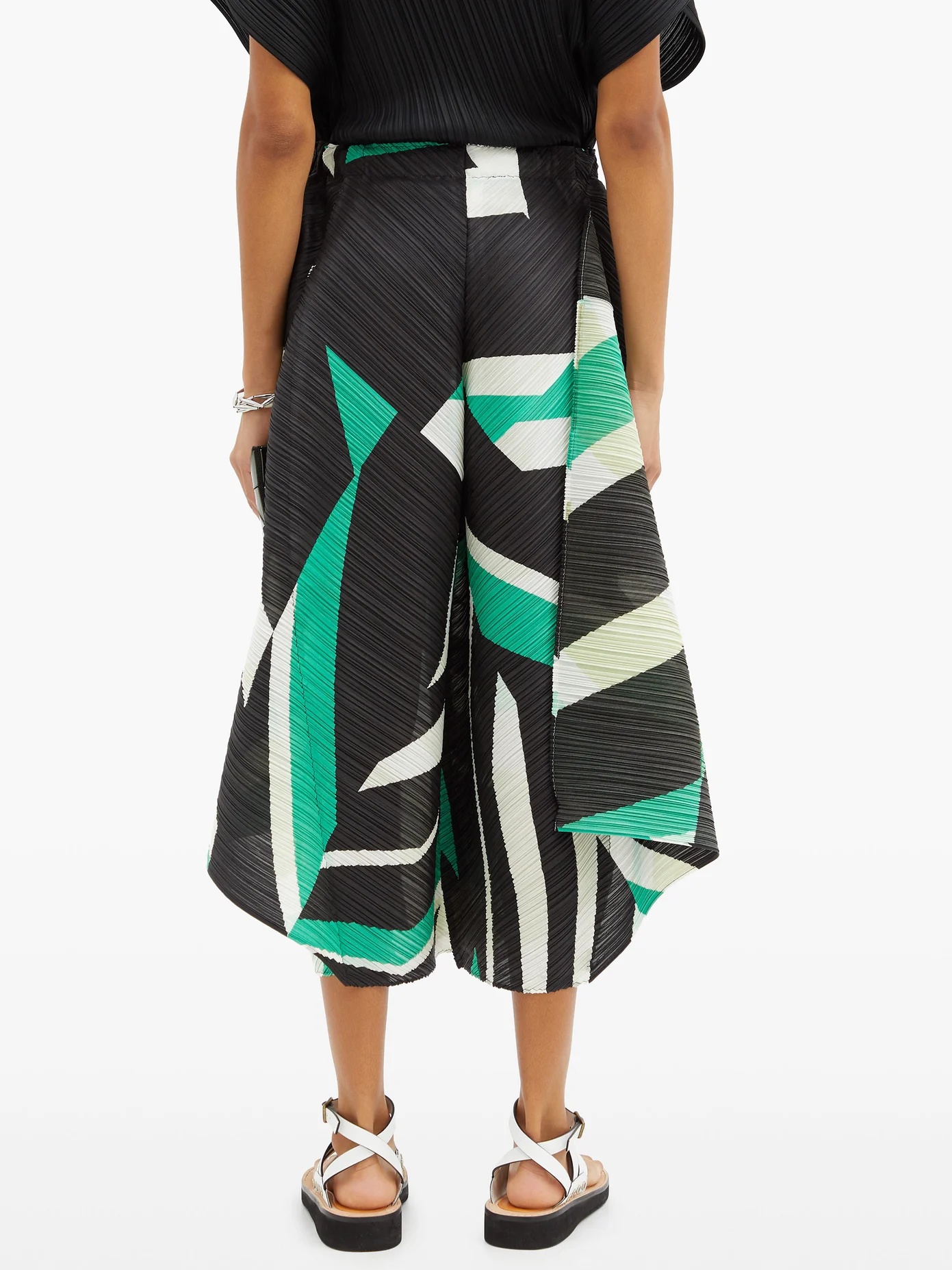 Geometric-print technical-pleated culottes - 5