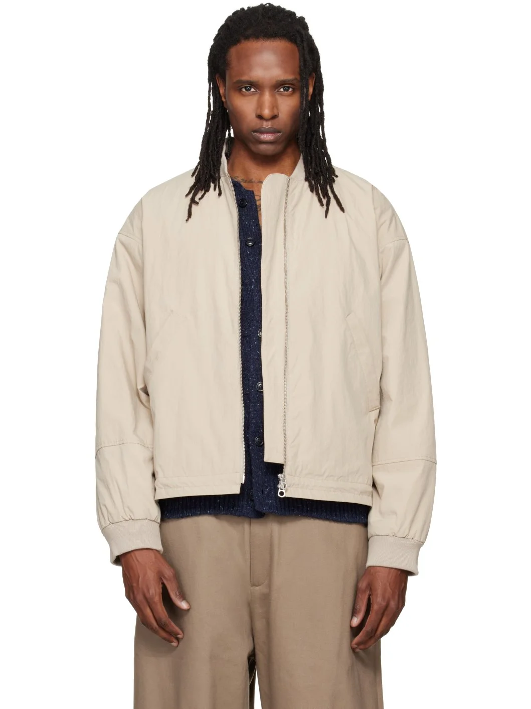 Beige Basement Bomber Jacket - 1