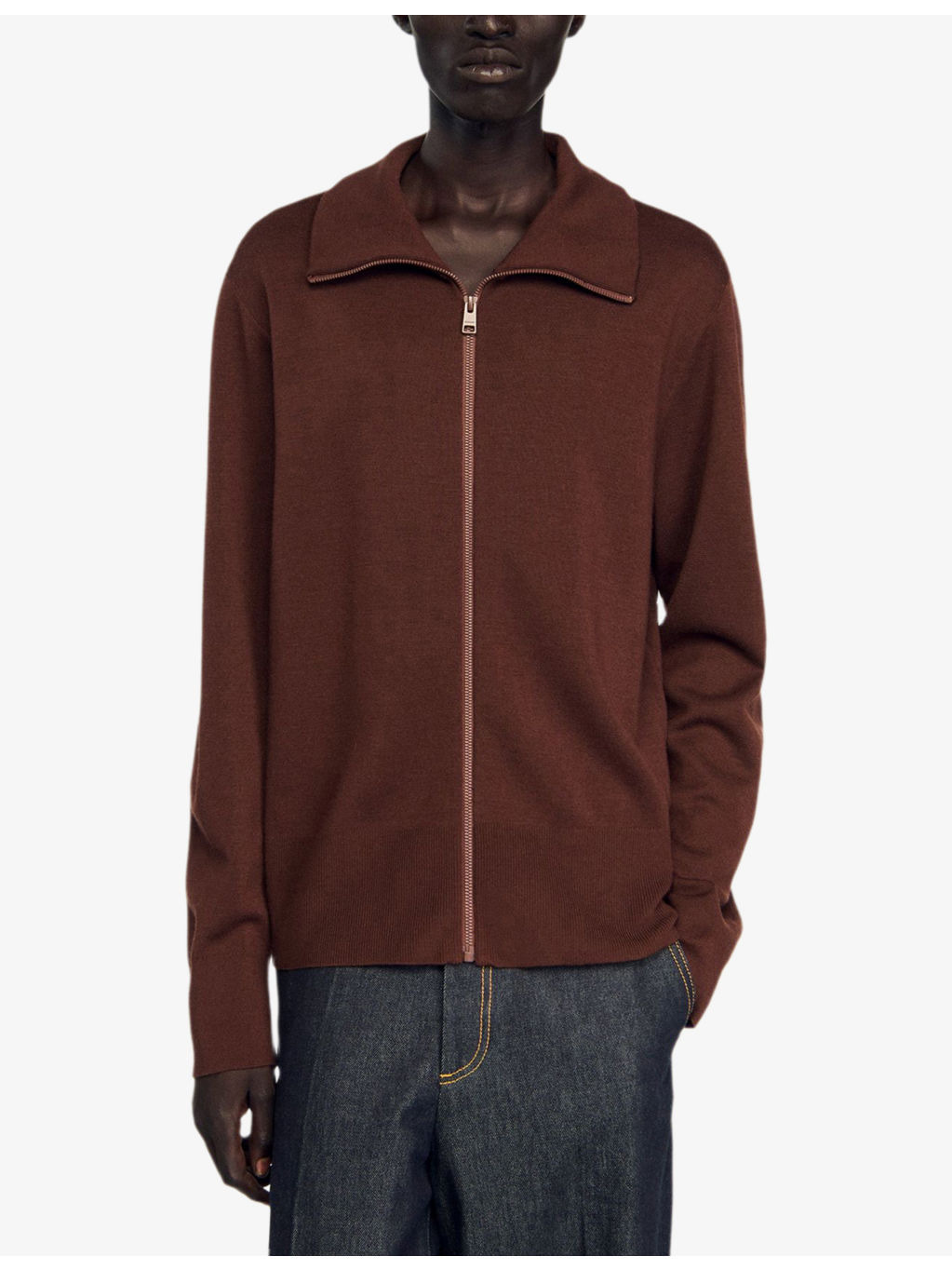 High-Neck Long-Sleeves Wool Trucker Jacket - 3