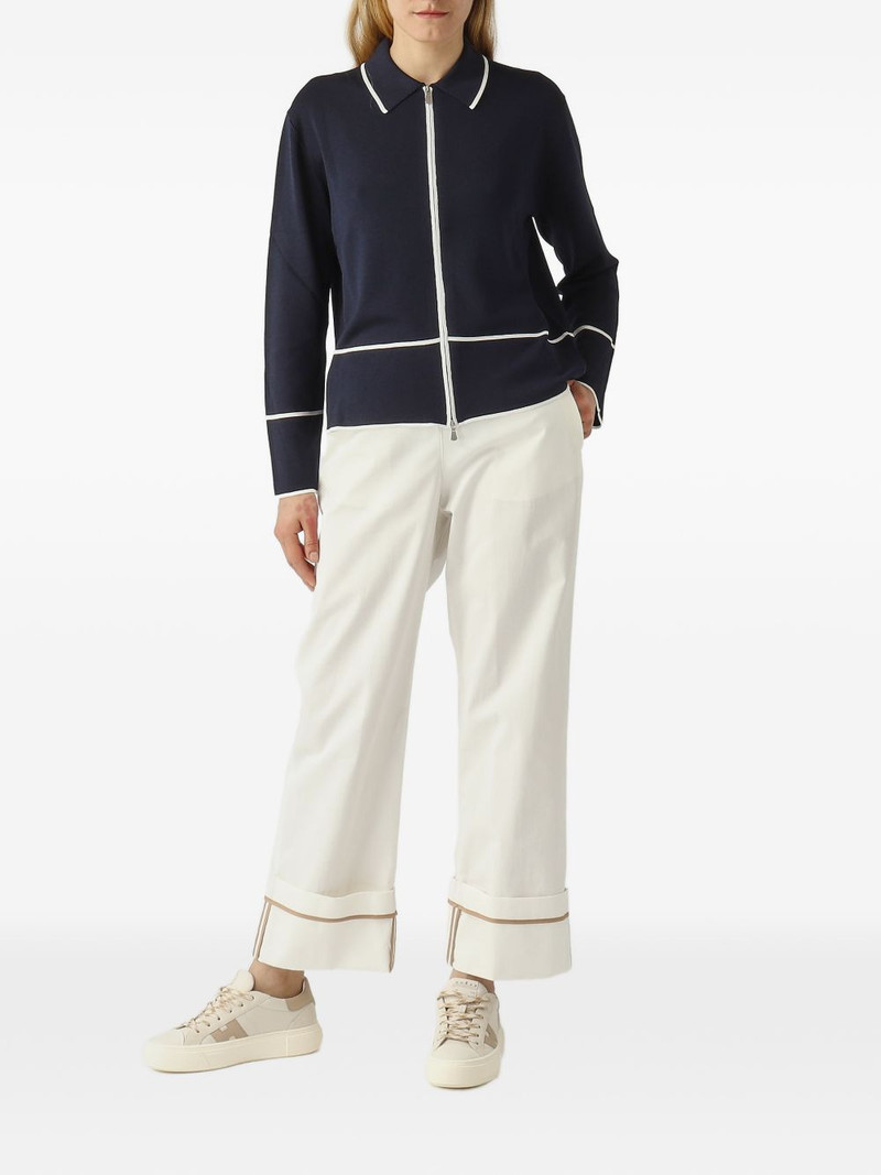 Herno piped-trim turn-up trousers outlook