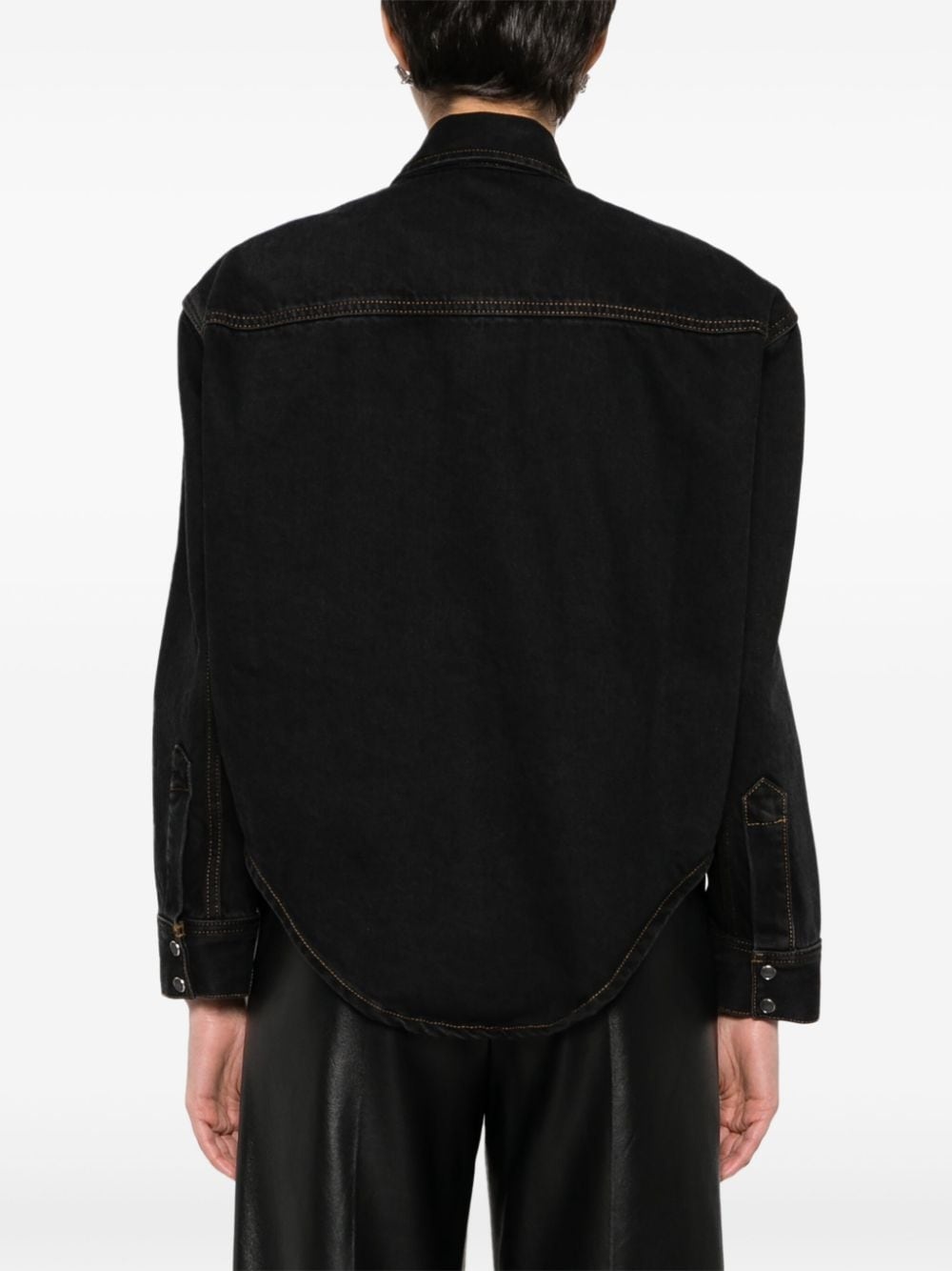 curved-hem denim jacket - 4