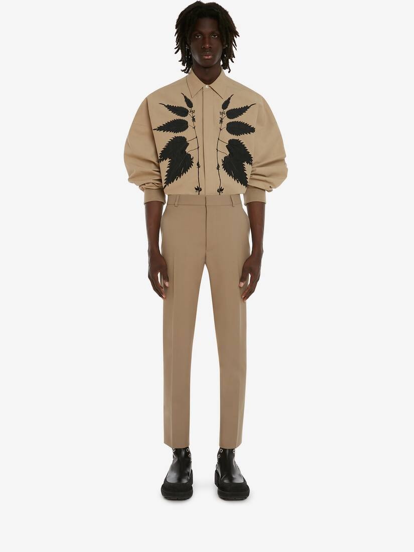 Men's Tailored Cigarette Trousers in Beige - 2