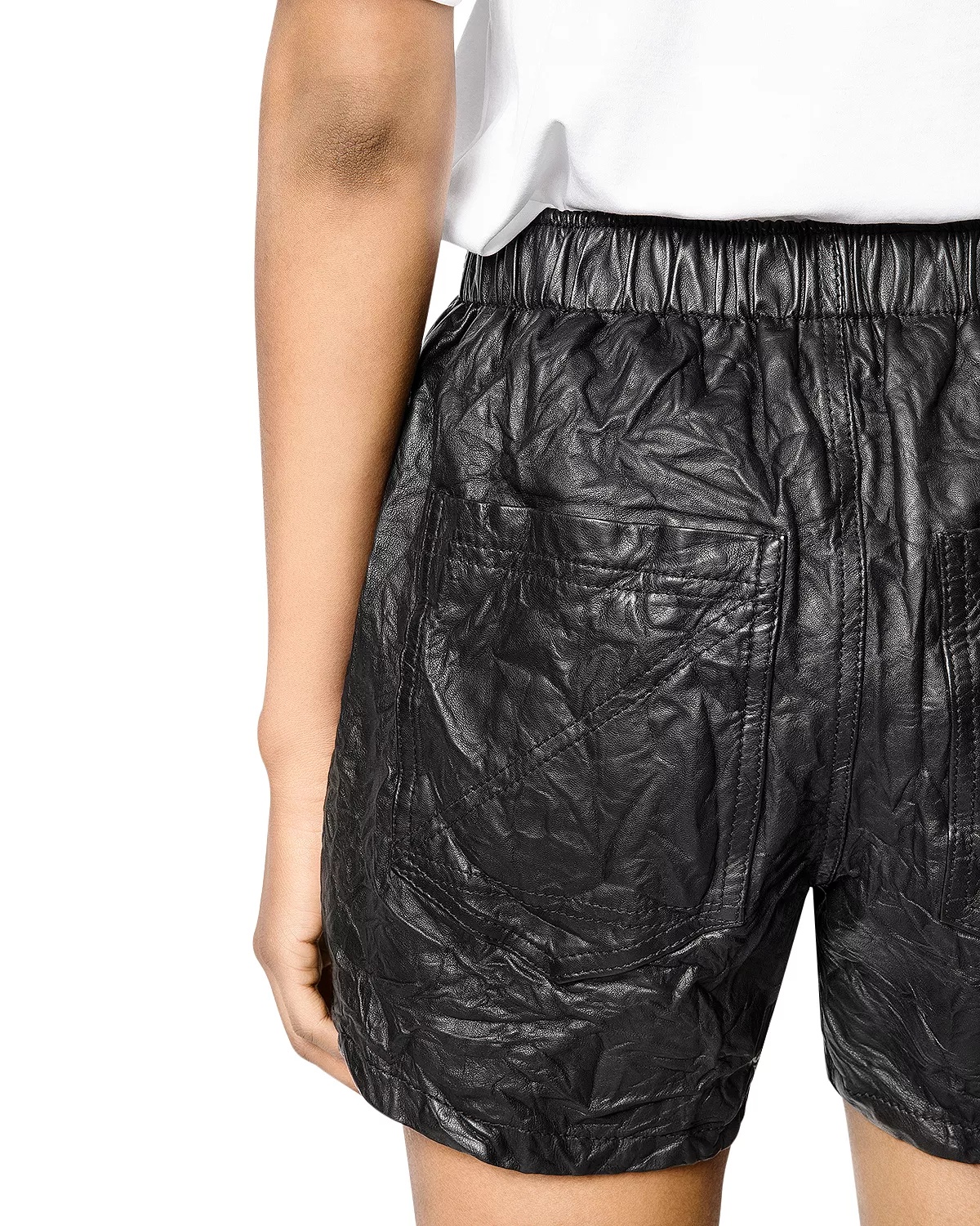 Pax Crinkled Leather Shorts - 4