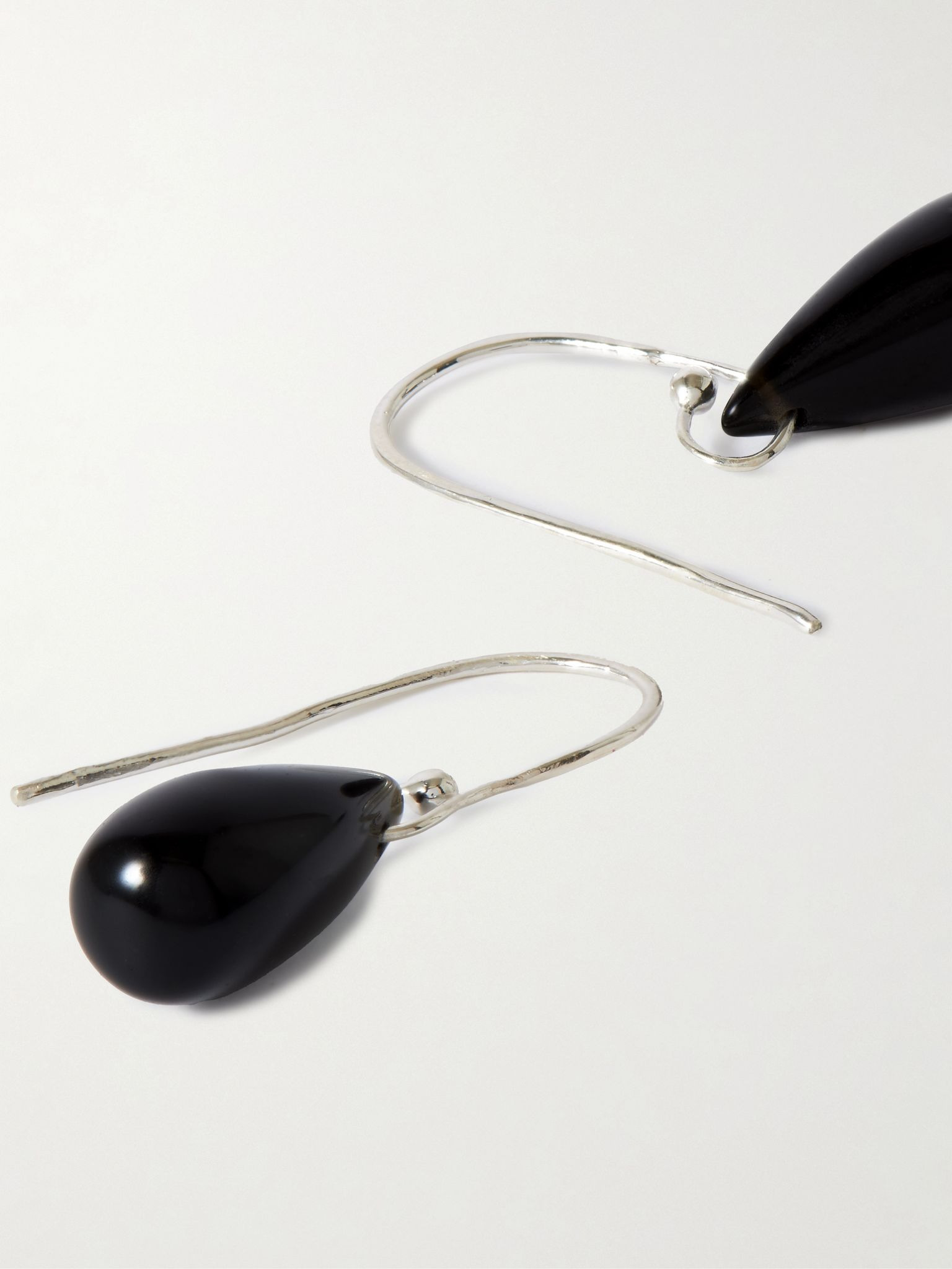 Droplet silver onyx earrings Black - 3