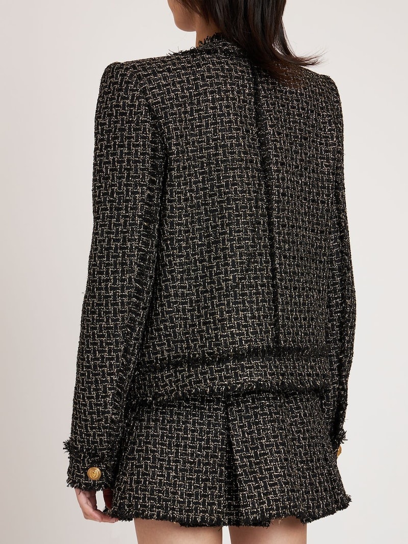 Lurex tweed collarless jacket - 3