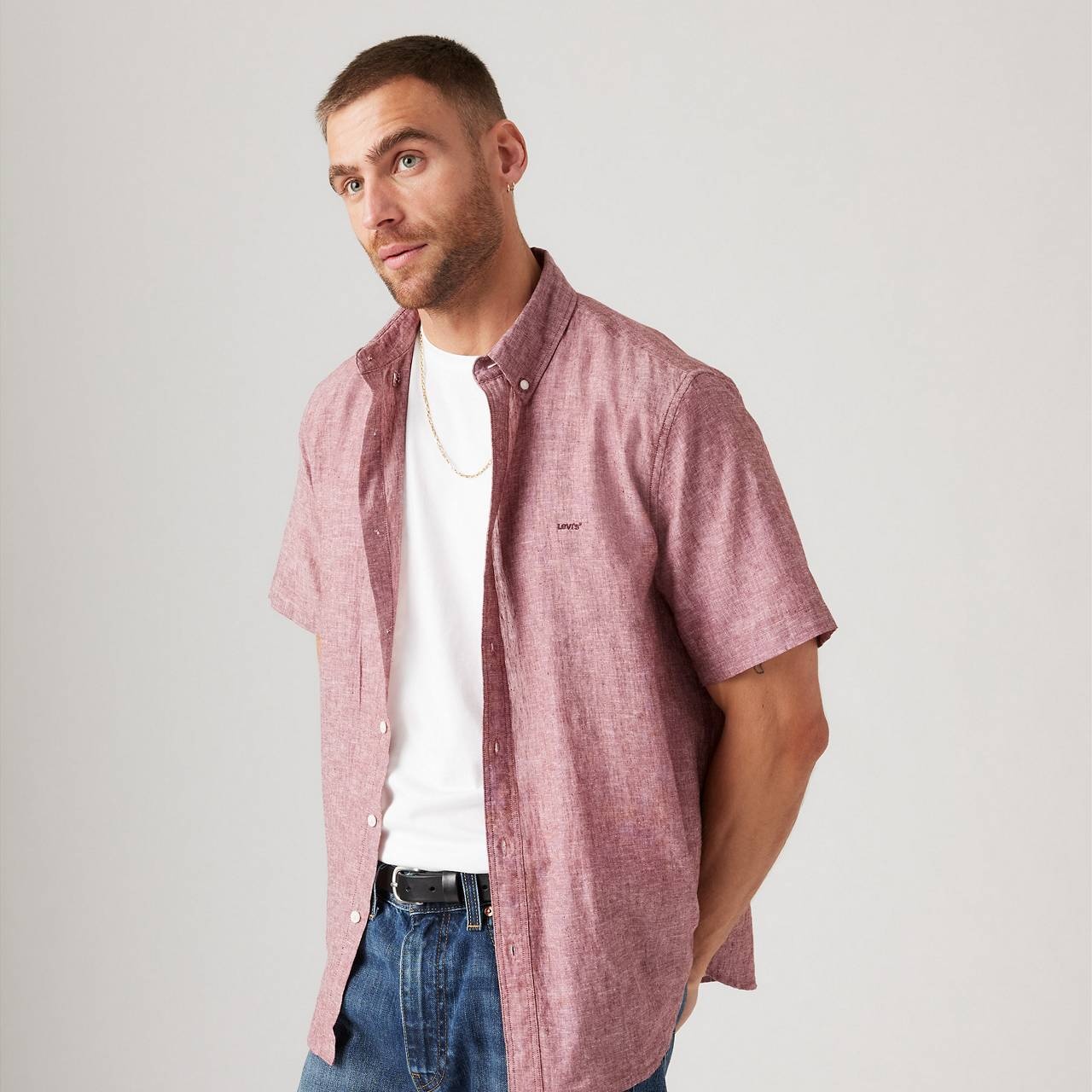 SHORT SLEEVE AUTHENTIC BUTTON DOWN SHIRT - 2