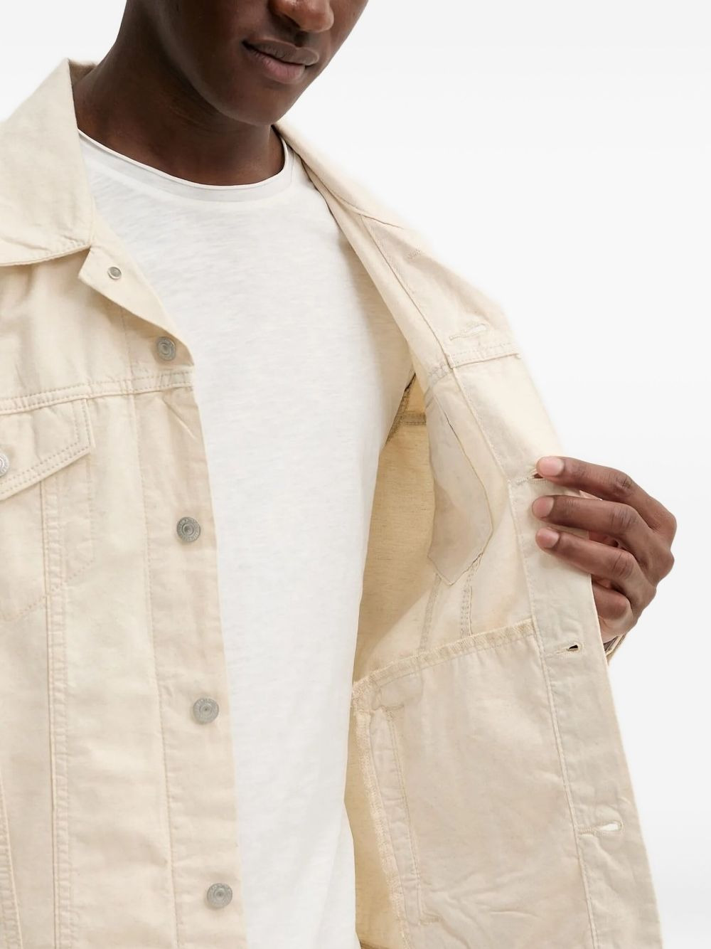 button-fastening denim jacket - 4