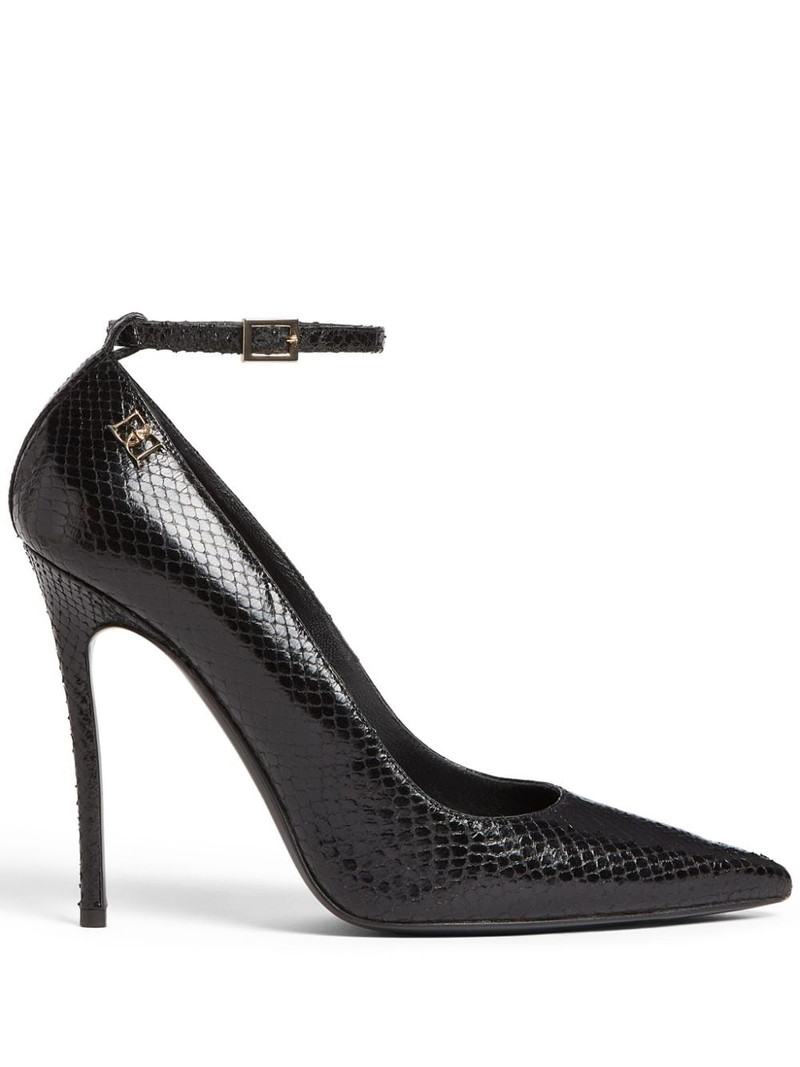 snakeskin-effect leather pumps 1