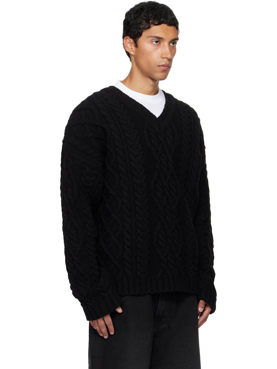 Black Cable-Knit Sweater - 2