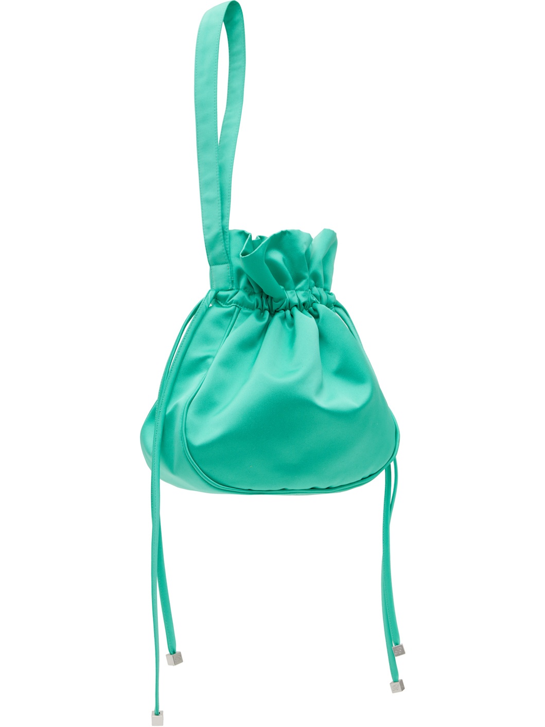 Green Satin Rhinestone Logo Pouch - 3