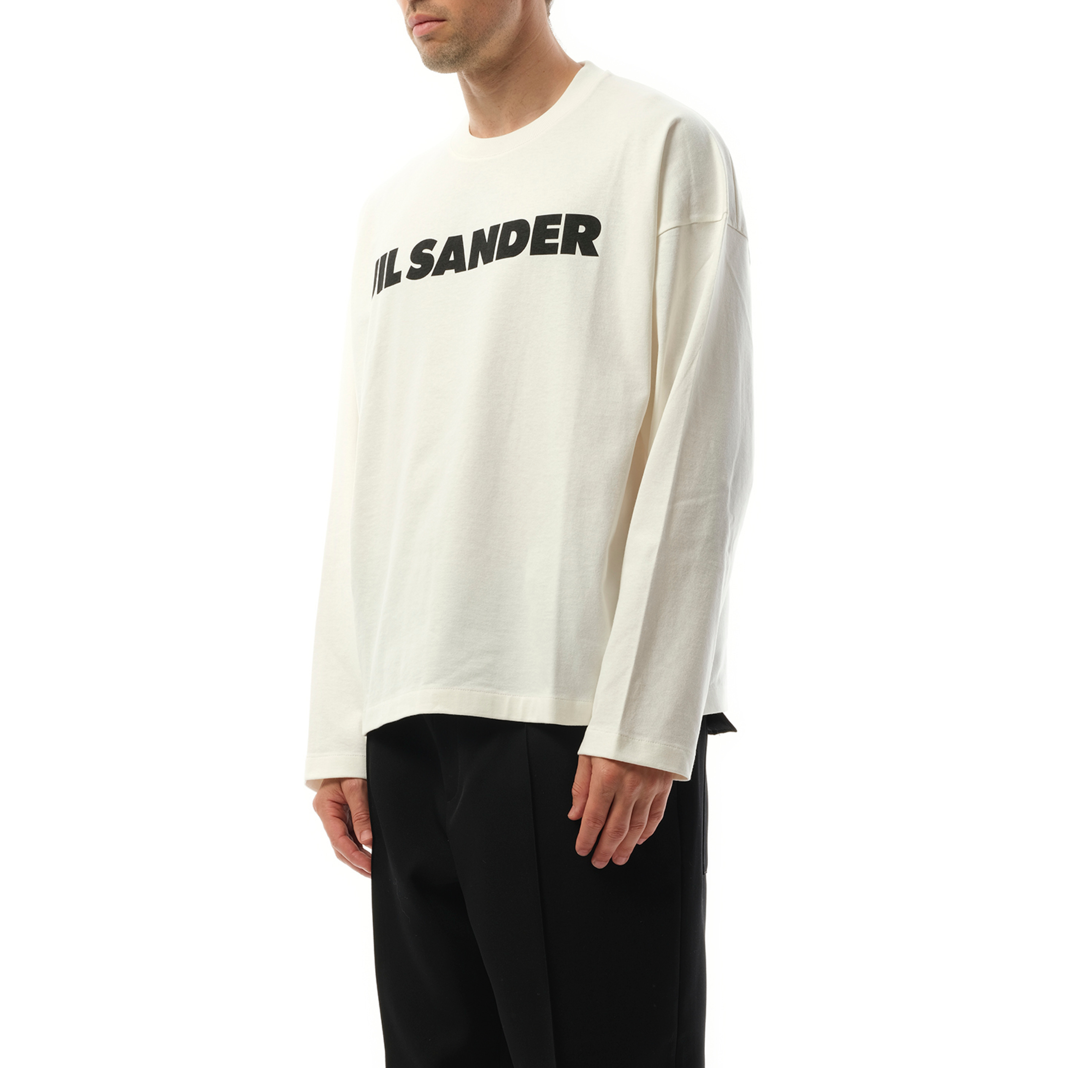 Jil Sander Logo Long Sleeve T-Shirt in Porcelain - 5