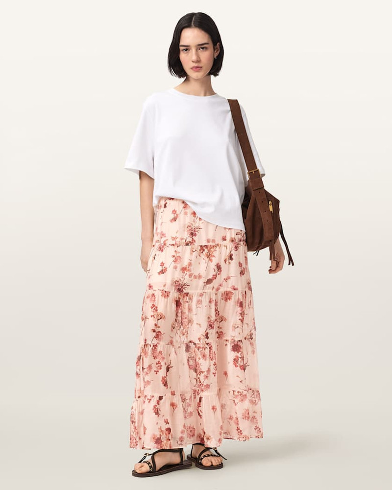 ALLSAINTS EVIA TIERED FLORAL MAXI SKIRT outlook