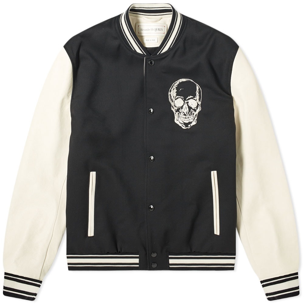 Alexander McQueen Leather Arm Varsity Jacket - 1