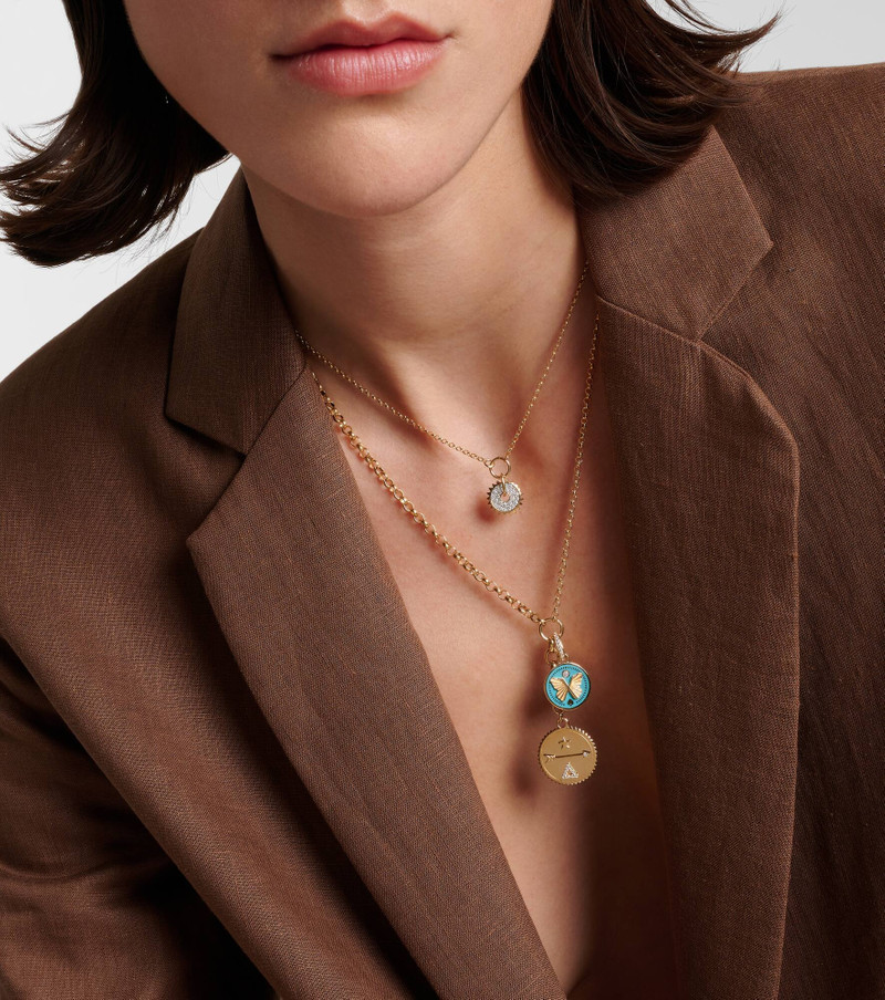 FOUNDRAE Pave Diamond Disk 18kt gold chain necklace with diamonds outlook