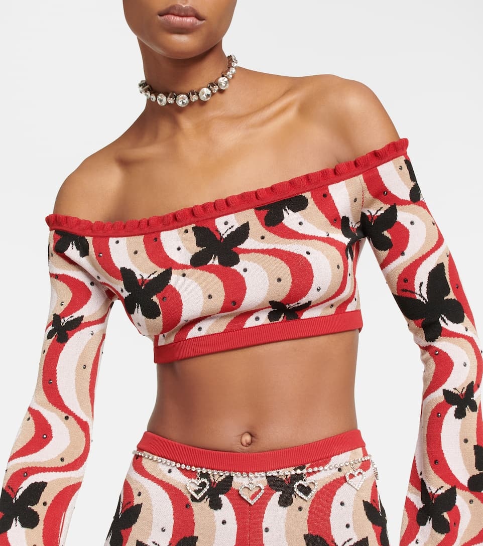 Printed bandeau cropped top - 4