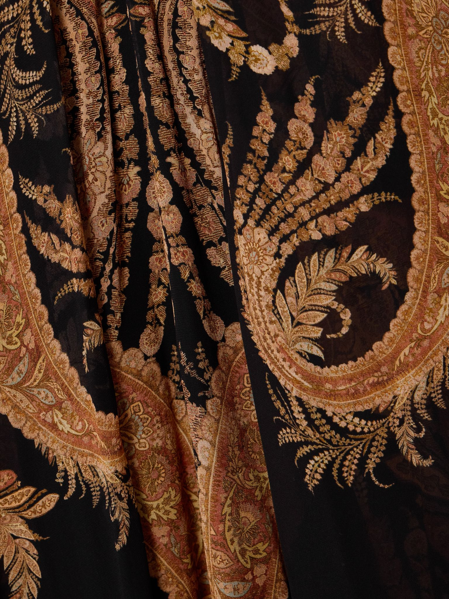 Hypnotic cape-effect paisley-print crepe de chine maxi dress Black - 4