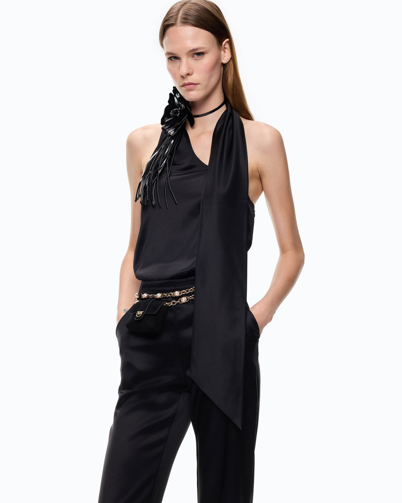 LONG SATIN JUMPSUIT WITH SASH 3