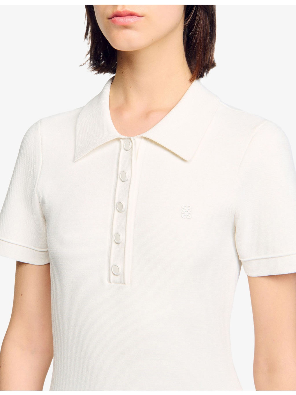 Polo-Collar Pleated-Hem Stretch-Knit Mini Dress - 5