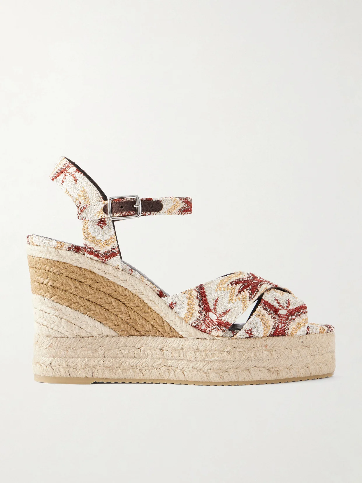 Carmen Striped Woven Wedge Sandals - 1