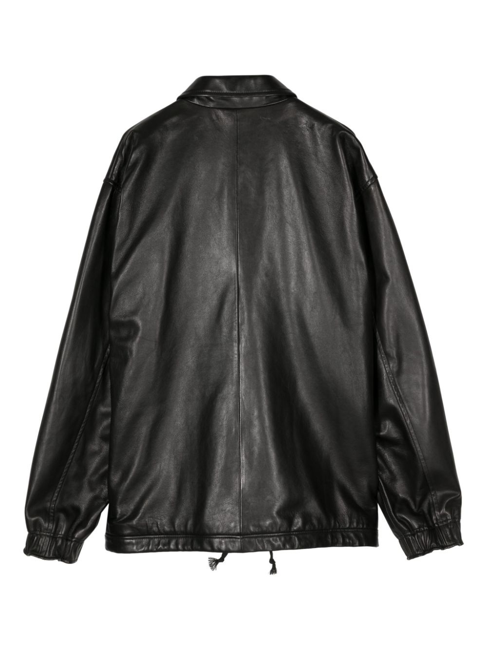 logo-appliquÃ© leather jacket - 2