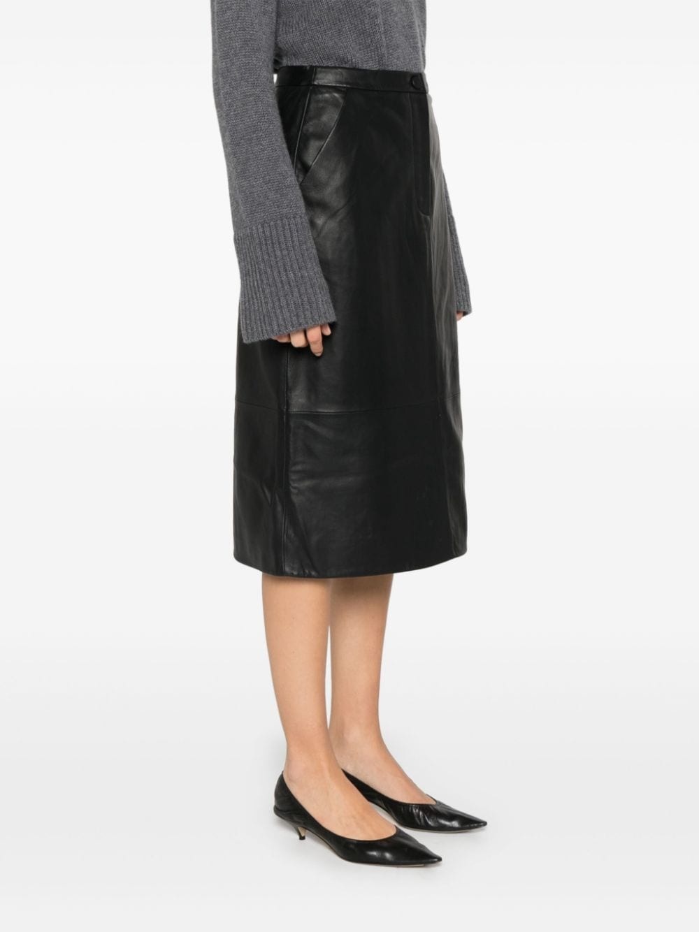 pencil leather midi skirt - 3