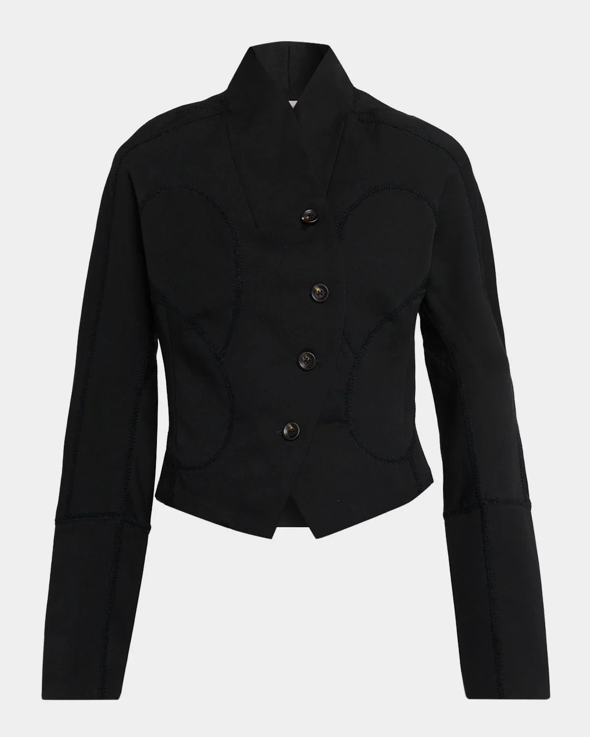 Idolo Stitched Wool Gabardine Blazer Jacket - 1