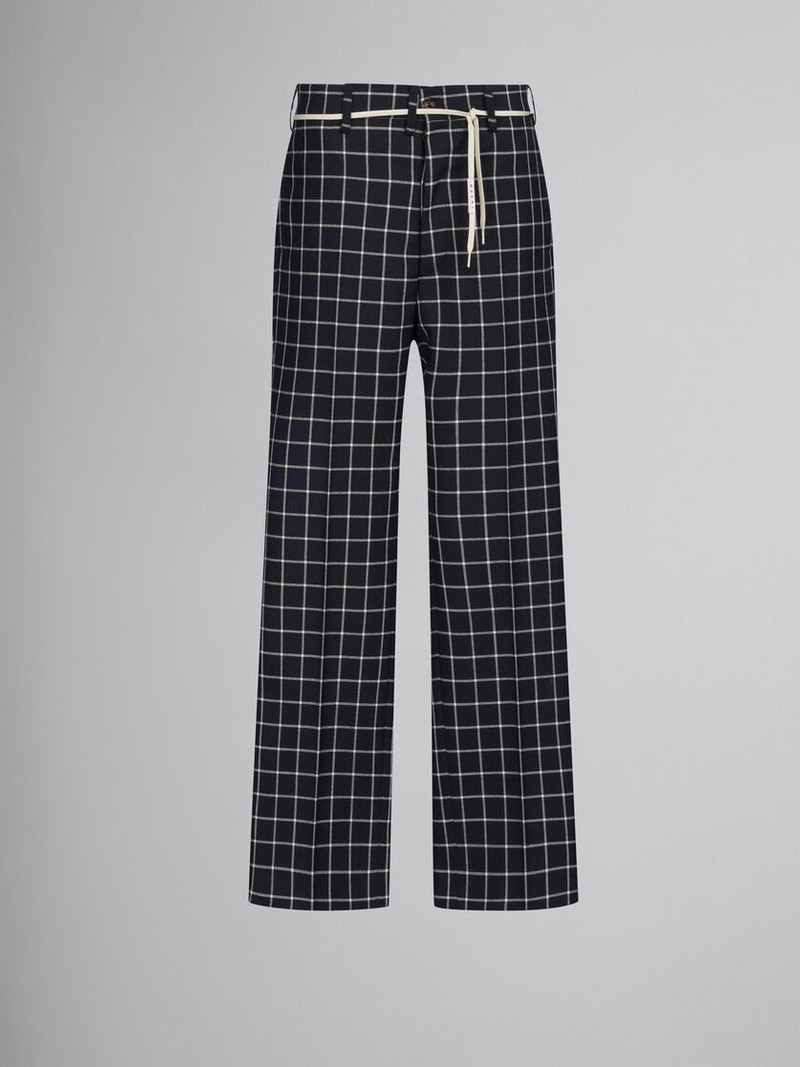 BLACK CHECKED WOOL CHINOS 1