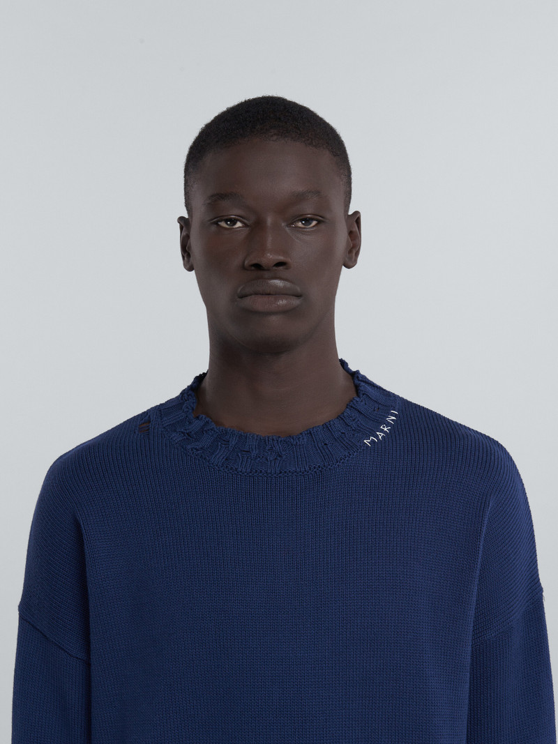BLUE COTTON CREWNECK SWEATER 4